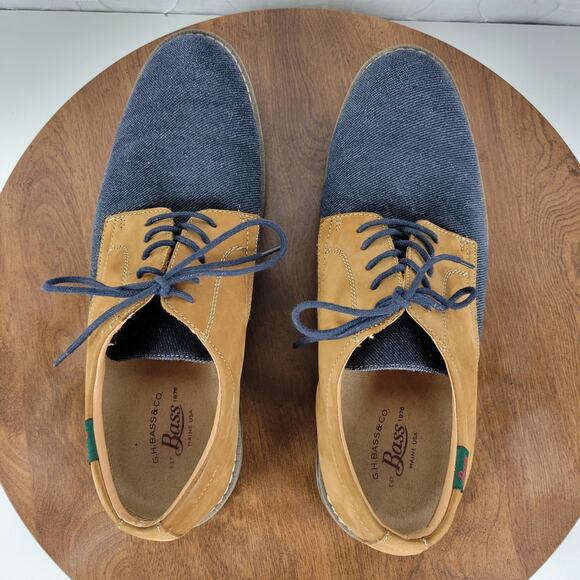 GH Bass & Co Patterson Mens Shoes Size 11 Blue Tan Oxford Bucks Leather Fabric main image 11